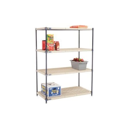 Global Equipment Nexel   , Nexelite reg  , 4 Tier, Vented Plastic Mat Shelving Unit, 48"W x 24"D x 63"H PM24486N
